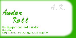 andor koll business card